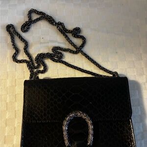 Black Chain Strap Crossbody Bag - Women's Shoulder Purse